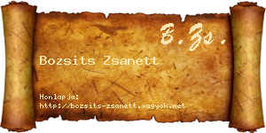 Bozsits Zsanett névjegykártya